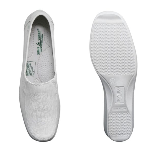1086-BCO-1 Zapato Cuero Sabrina Sanitario Cruz Verde Suela Goma Termoplástica (Tr) 1086-Bco - Imagen 2