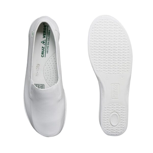 Zapato Cuero Sabrina Sanitario Cruz Verde Suela Poliuretano 1089-Bco - Imagen 2