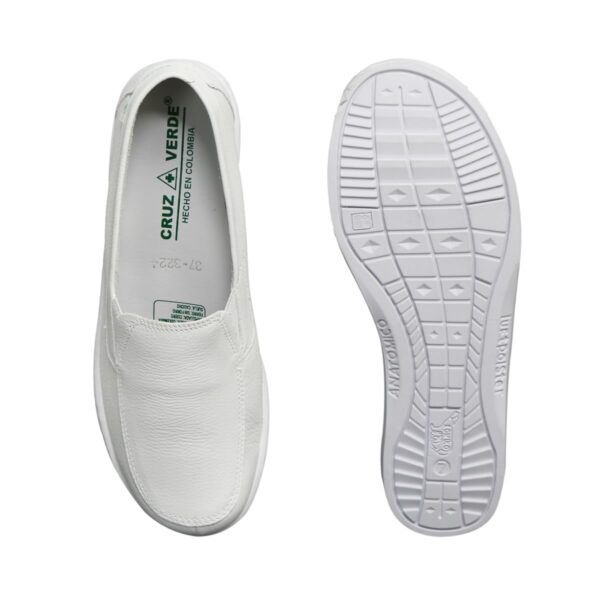 Zapato Cuero Sabrina Sanitario Cruz Verde Suela Caucho 3224-Bco - Imagen 2