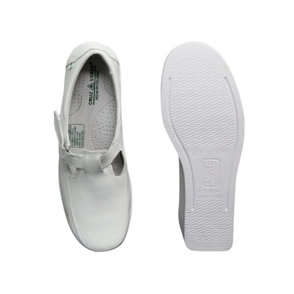 Zapato Cuero Sabrina Sanitario Cruz Verde Suela Poliuretano 3263-Bco - Imagen 4