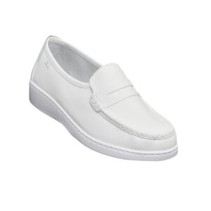 Calzado Rómulo - Zapato Cuero Flor Poro Sanitario Cruz Verde Suela Poliuretano 5161-Bco