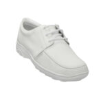 Calzado Rómulo - Zapato Cuero Softy Sanitario Cruz Verde Suela Poliuretano 9229-Bco